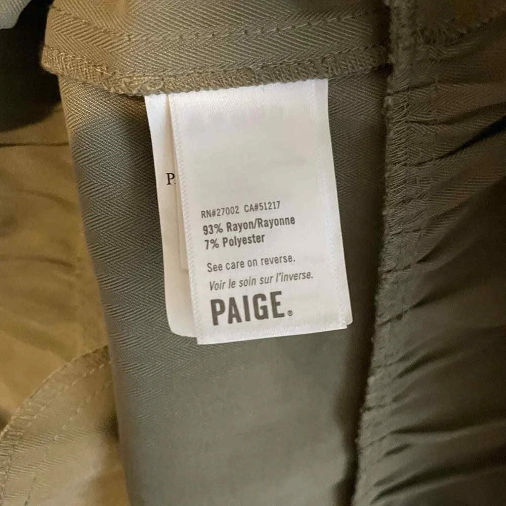 PAIGE Olive Green Ruffle Hem Earthy collared Dress Utility Minimalist Large - Picture 7 of 10